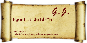 Gyurits Jolán névjegykártya